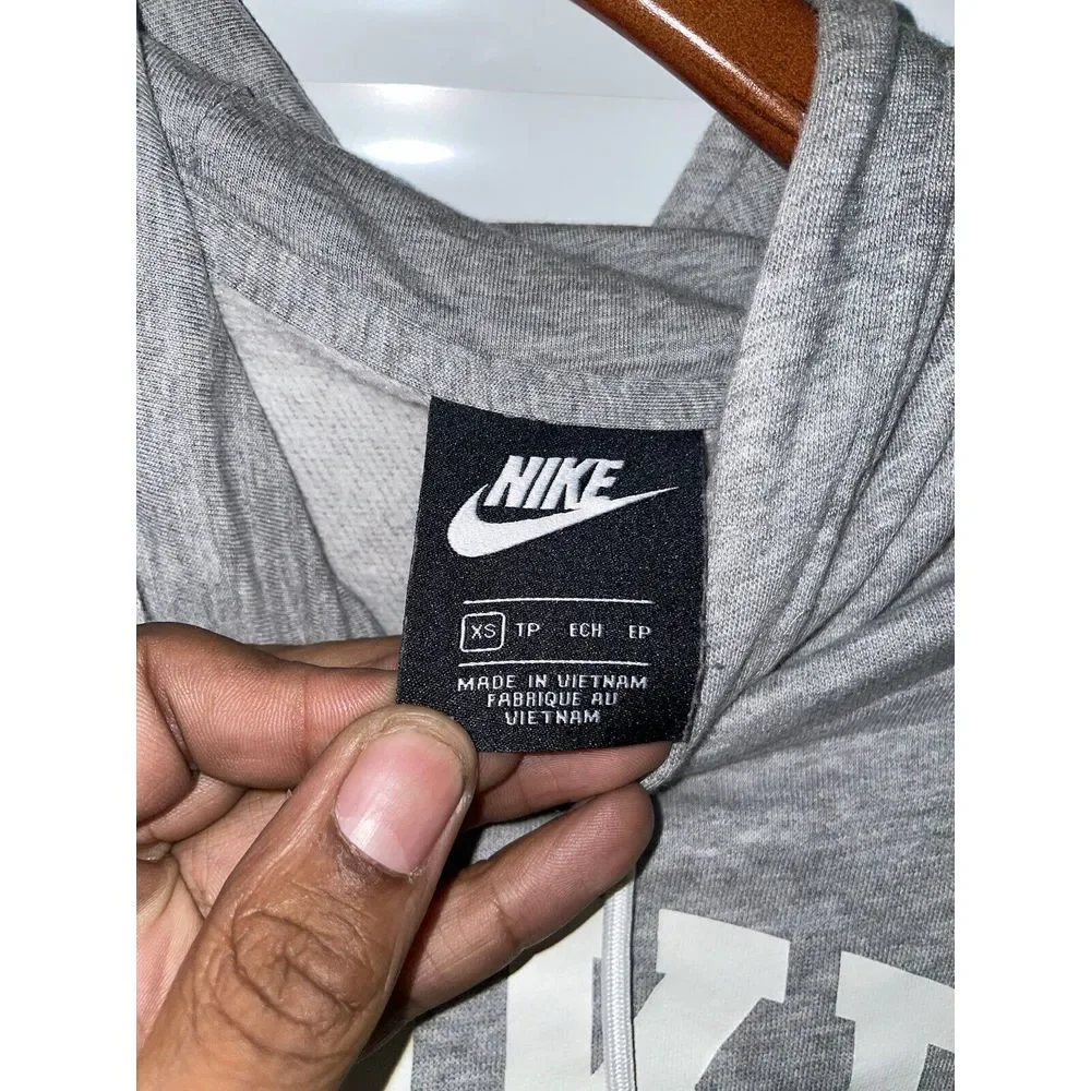 Nike Essentials Fleece Pullover Long Sleeve Hoodie Womens XS Gray‎ Blue